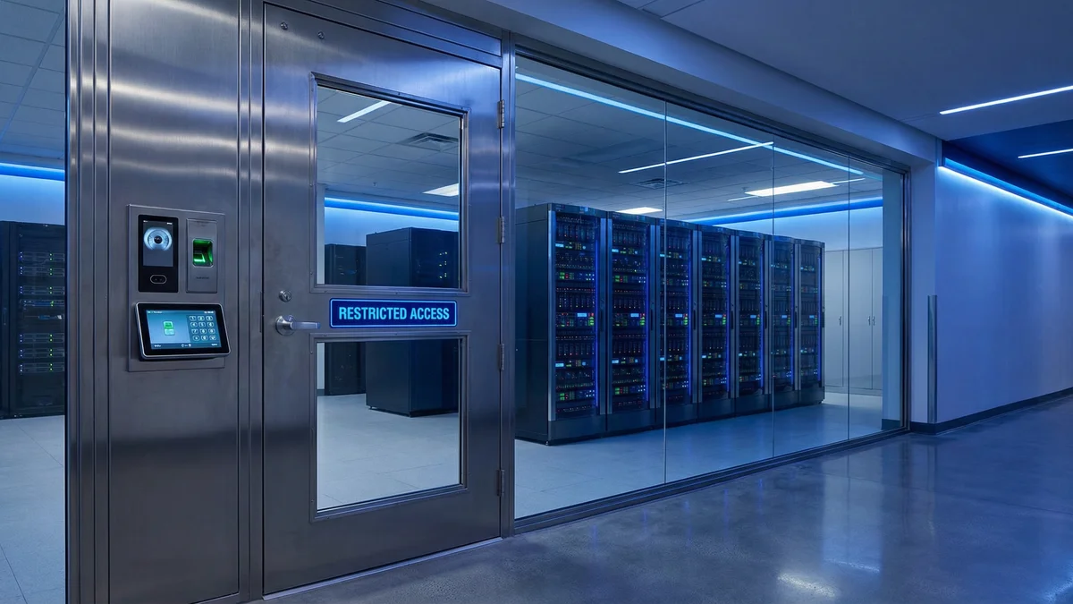 Sala de servidores con control de acceso multinivel de alta seguridad