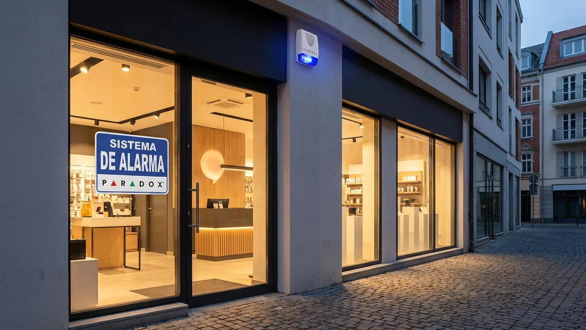 Comercio en Asunción con sistema de alarma Paradox señalizado