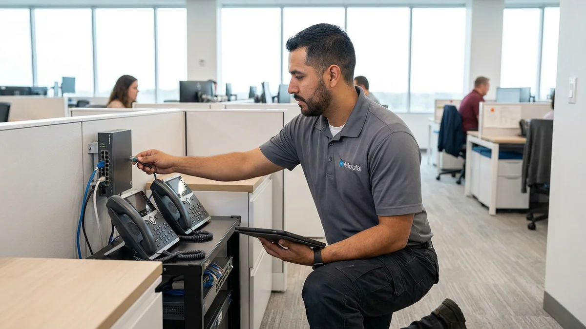 Técnico configurando